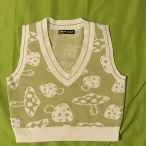 Sage green mushroom sweater vest shein